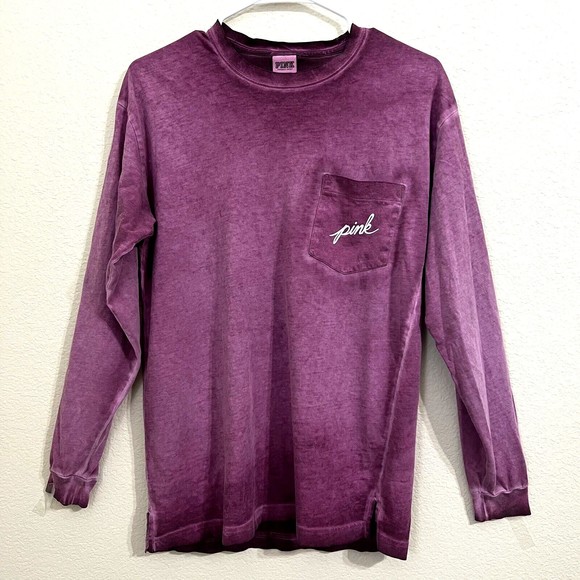 Pink Victoria's Secret Womens Shirt Size XS PINK Spellout on back Long Sleeve - Picture 1 of 7